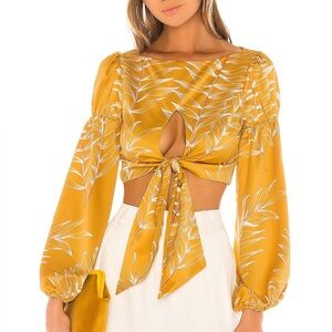 Revolve Camila Coelho Marcia Top in Gold Tropical size small ✨